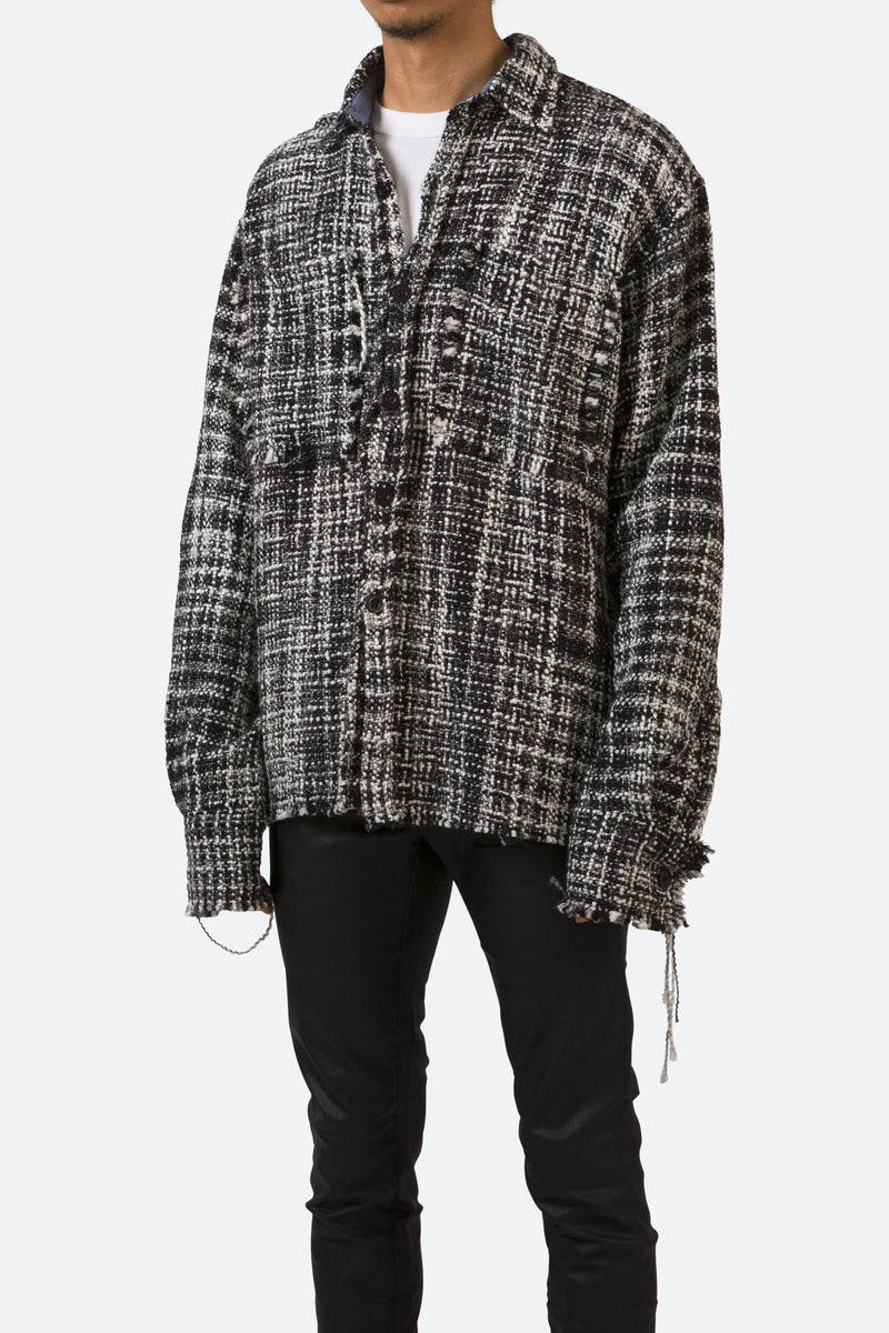 Raw Edge Flannel Shirt - Black/White – mnmlkods.la