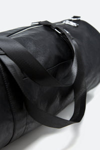 Poly Leather Gym Bag - Black