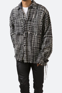 Raw Edge Flannel Shirt - Black/White